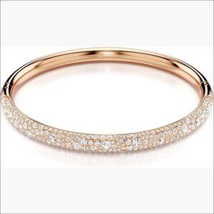 Snow Pave Crystal Bangle Bracelet Rose Gold-tone Finished Metal